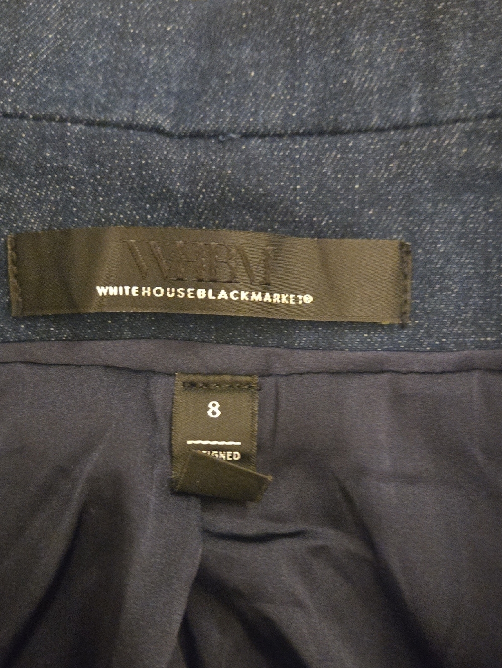 White House Black Market Dark Blue Denim Sleeveless Vest with Gold Buttons - Picture 6 of 11